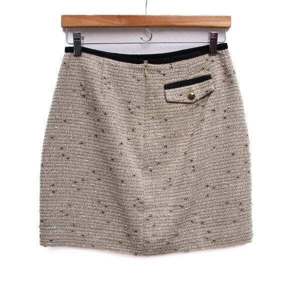 Banana Republic Mini Skirt Petite 2P Beige Neutral Sparkly Pockets Preppy Chic - Picture 3 of 6
